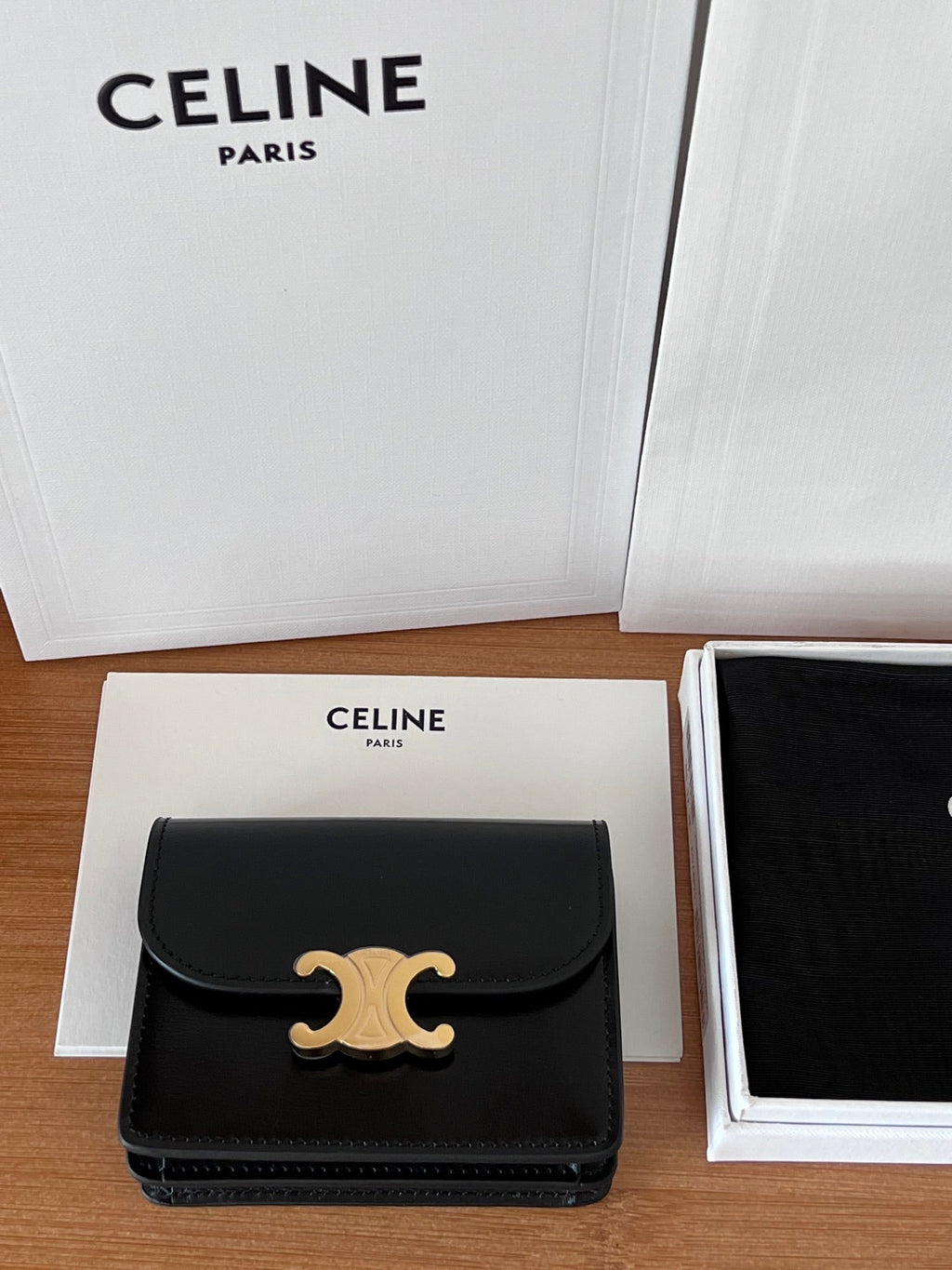 Celine 25S Business Card Holder 10 in Black Triomphe Canvas and Calfskin