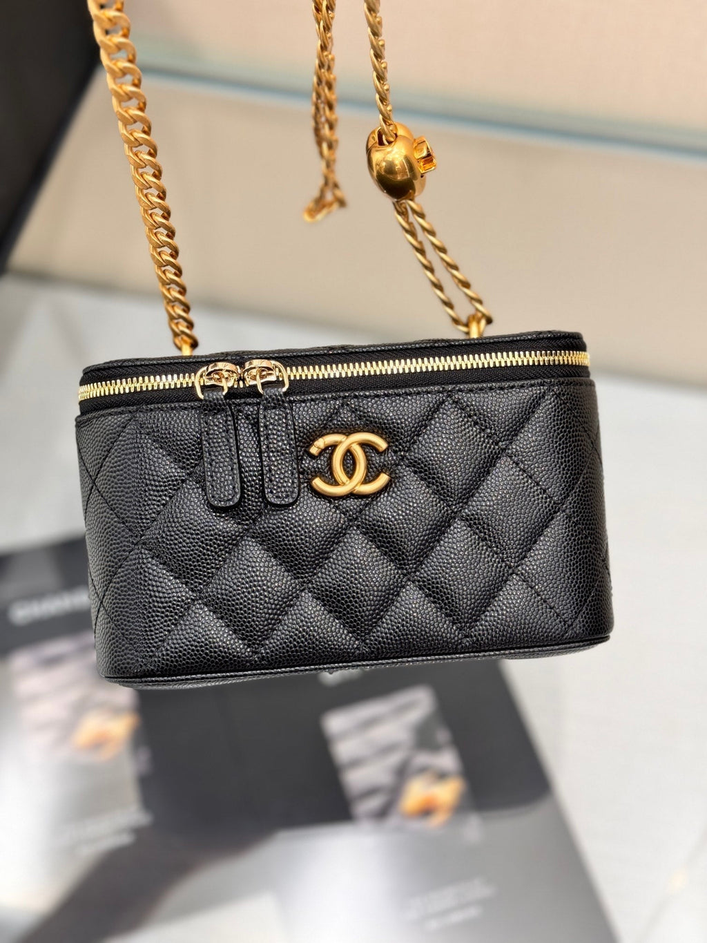 Chanel 25S Mini Vanity Bag 16 cm in Black Lambskin with Gold Hardware