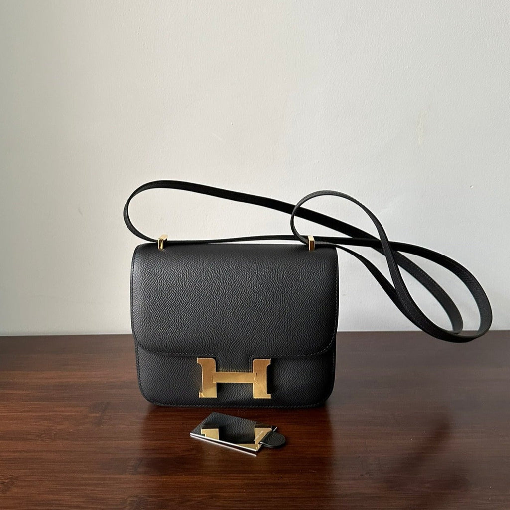 Hermes Constance 18 Black Epsom Gold Hardware with Mirror Bag