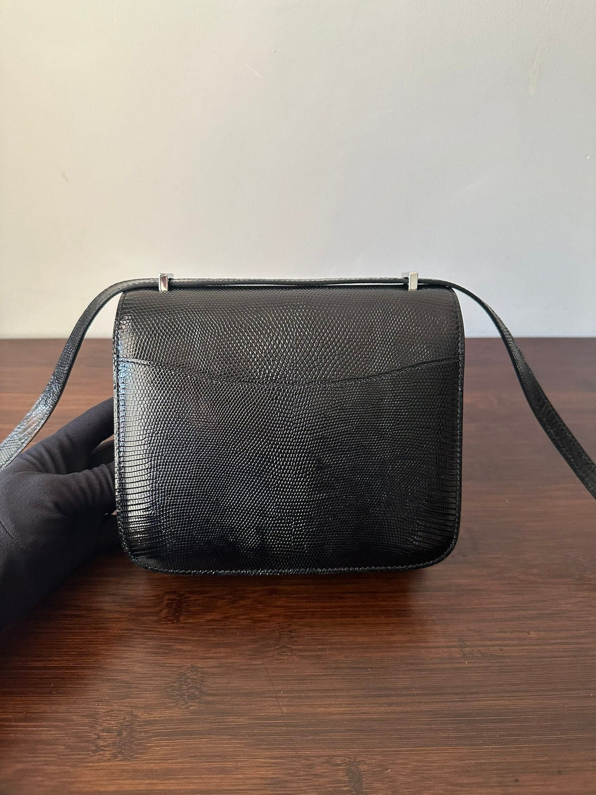 Hermes Constance 18 Black Lizard Silver Hardware Bag
