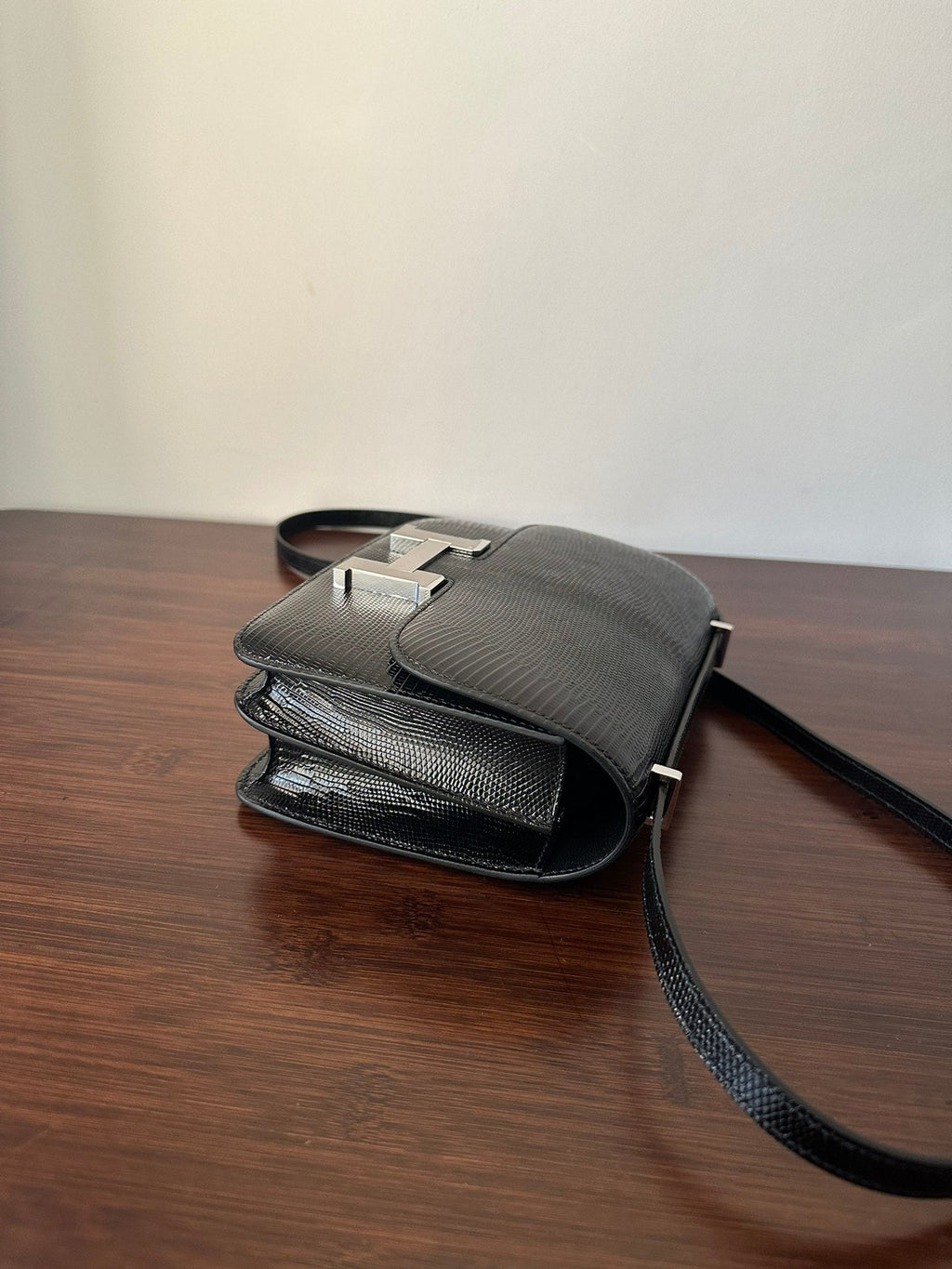 Hermes Constance 18 Black Lizard Silver Hardware Bag