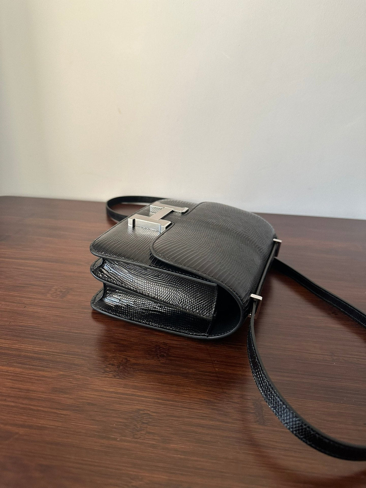 Hermes Constance 18 Black Lizard Silver Hardware Bag