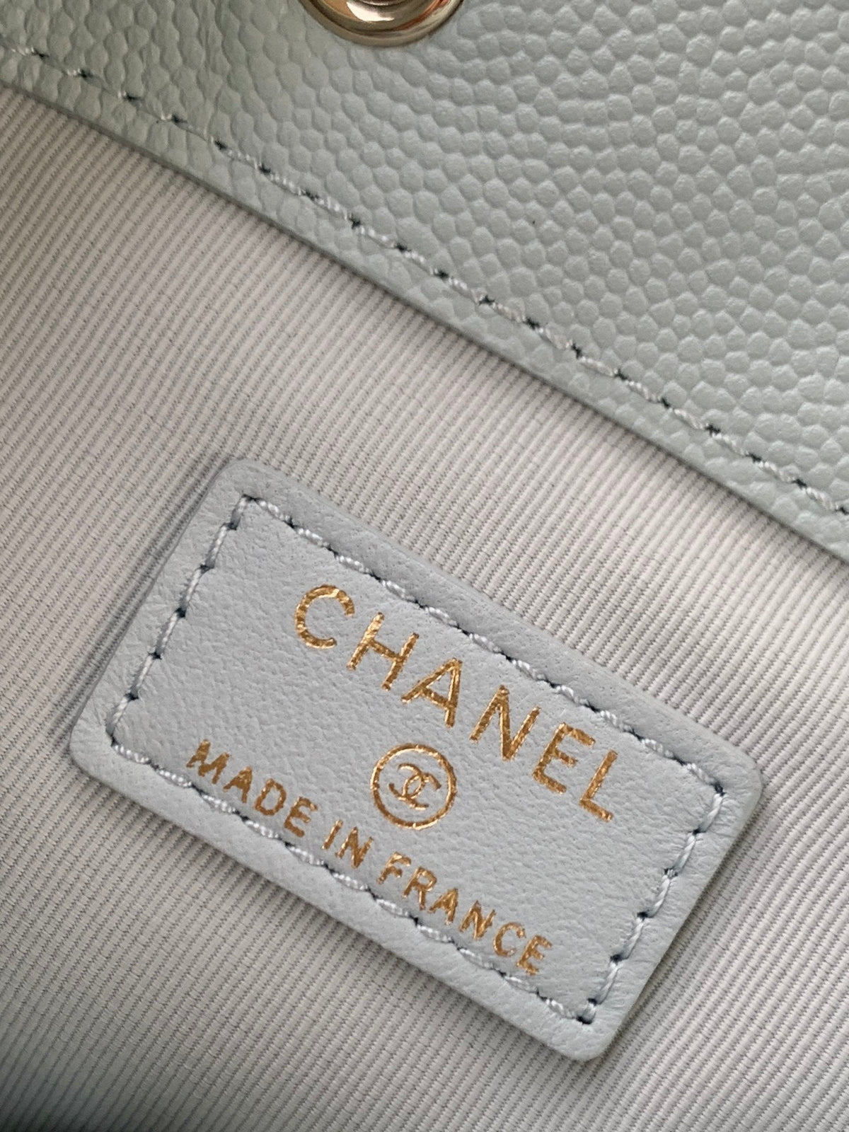 Chanel 25S Mini Bucket Bag 12 in Light Blue Calfskin Gold Hardware