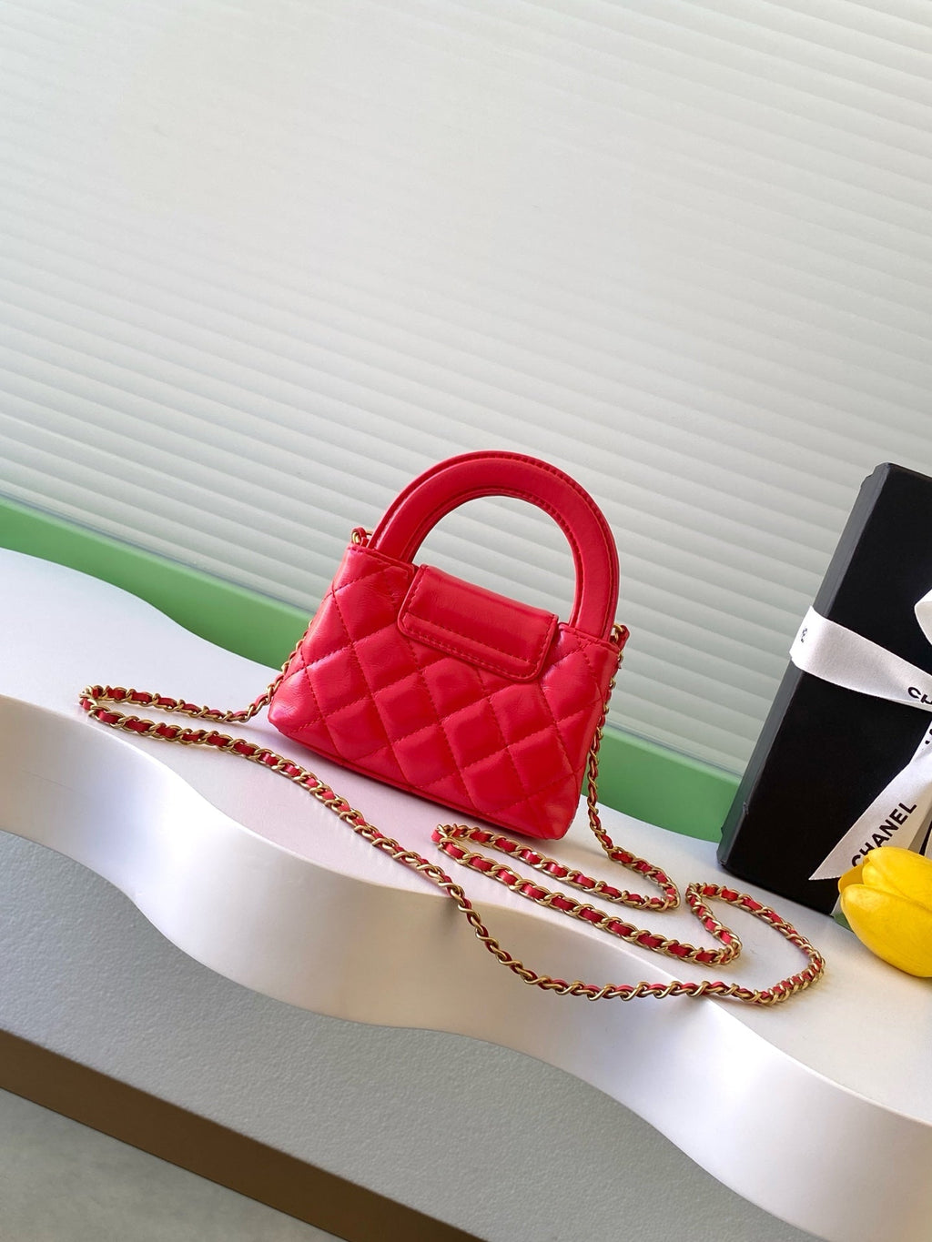 Chanel 25S Mini Kelly Bag 13 in Red Lambskin with Gold Hardware