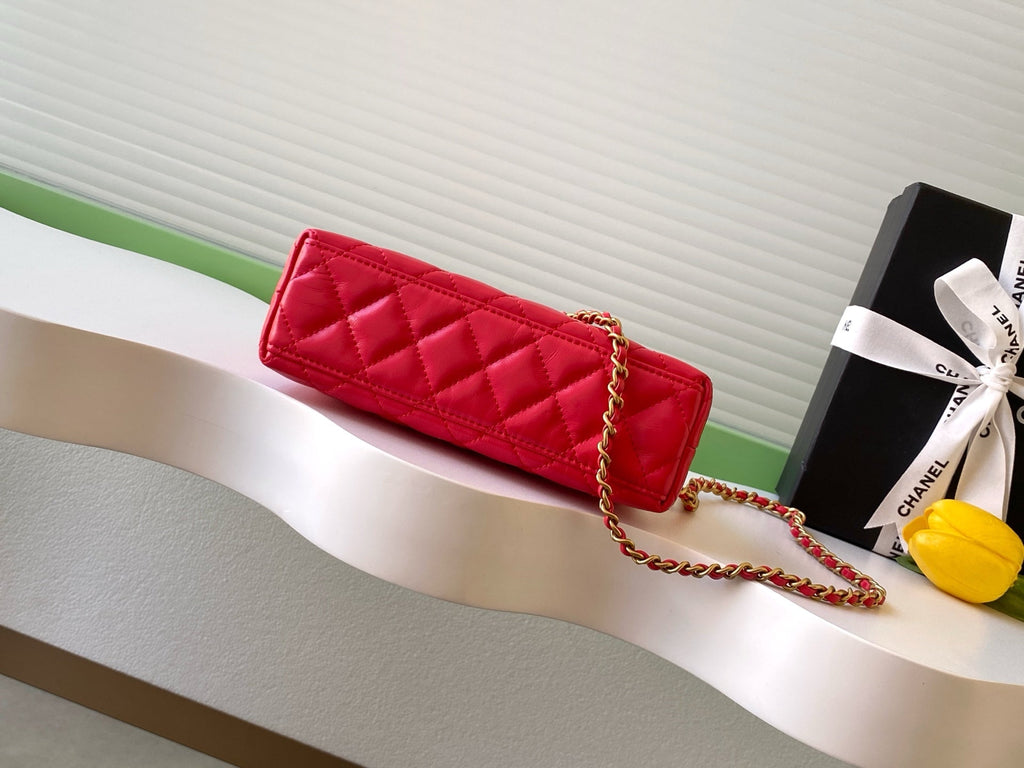 Chanel 25S Mini Kelly Bag 19 in Red Lambskin with Gold Hardware