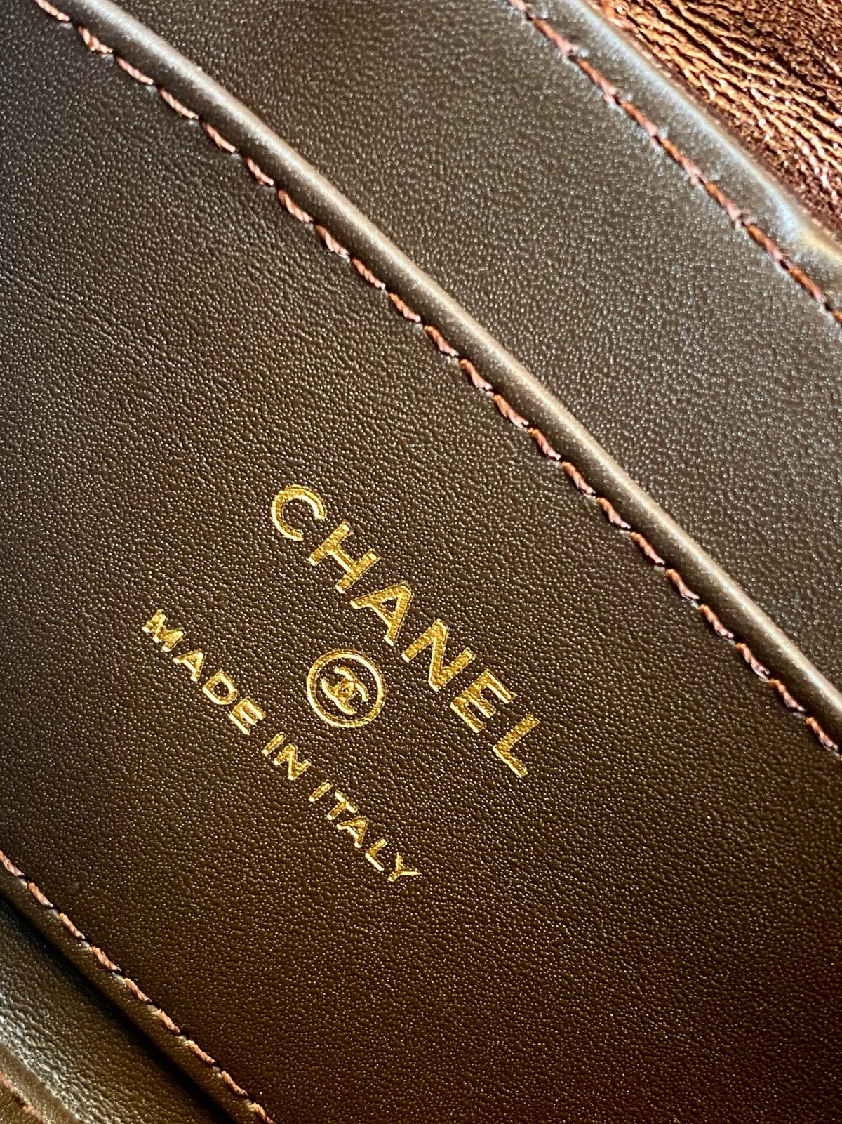 Chanel 25S Mini Kelly Bag 13 in Brown Metallic Lambskin with Gold Hardware