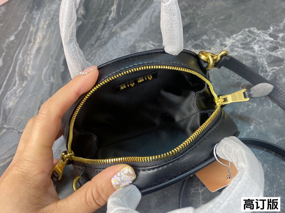 Half - Moon Bag 18 in Black Calfskin