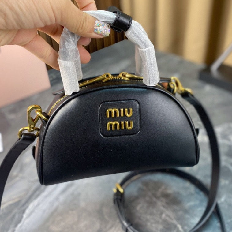 Half - Moon Bag 18 in Black Calfskin
