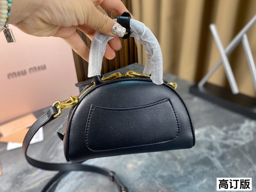 Half - Moon Bag 18 in Black Calfskin