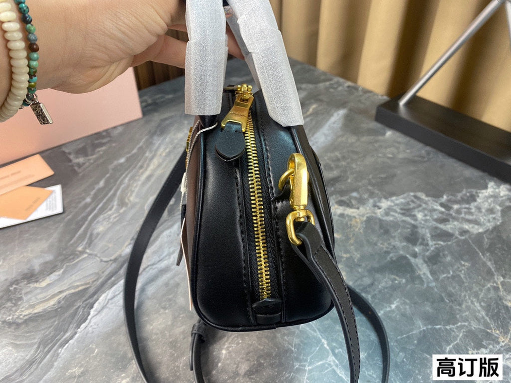Half - Moon Bag 18 in Black Calfskin