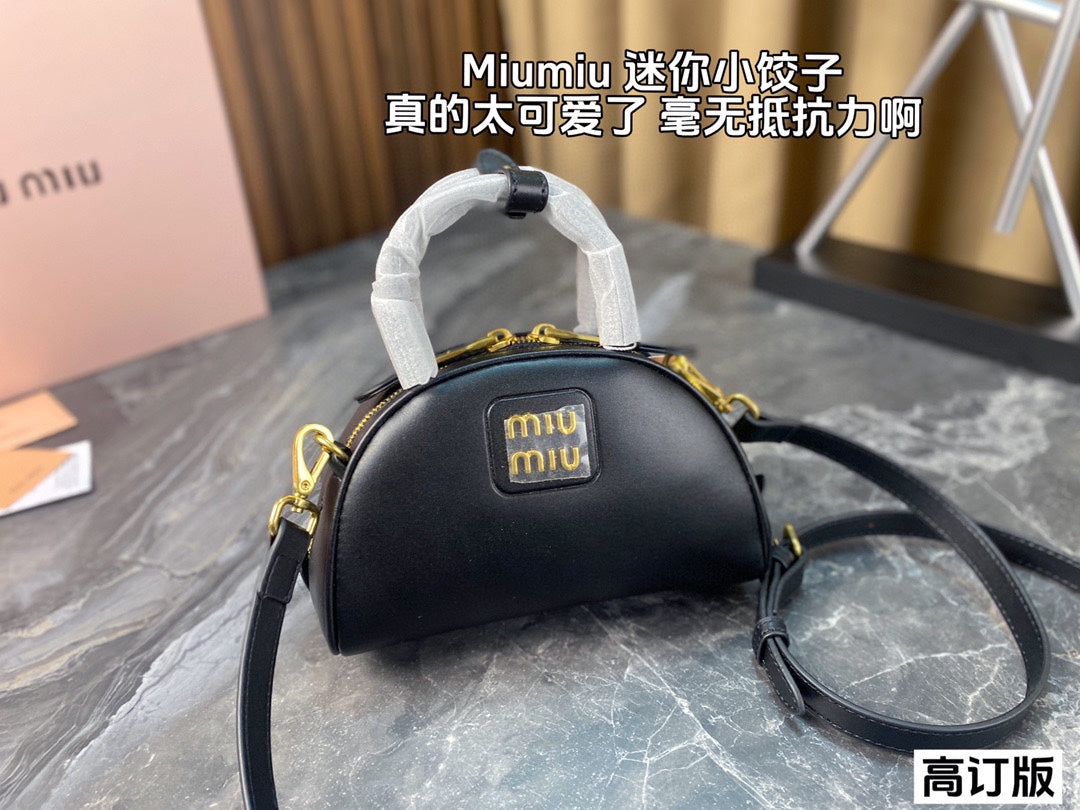 Half - Moon Bag 18 in Black Calfskin