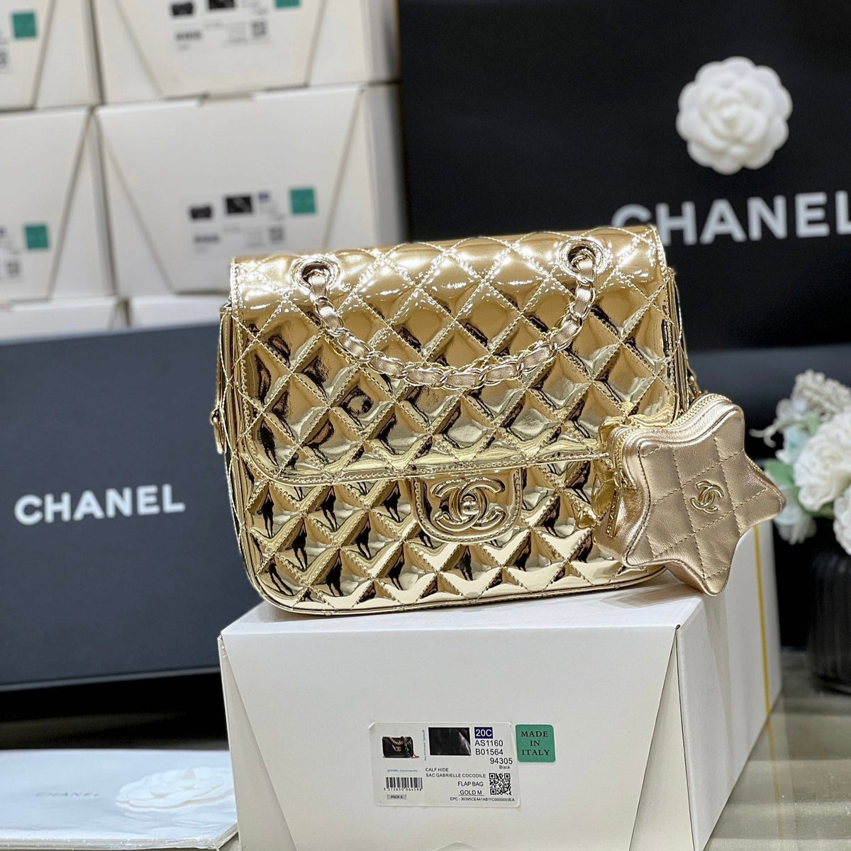 Chanel 25S Star Gold 23 in Metallic Gold Calfskin Bag