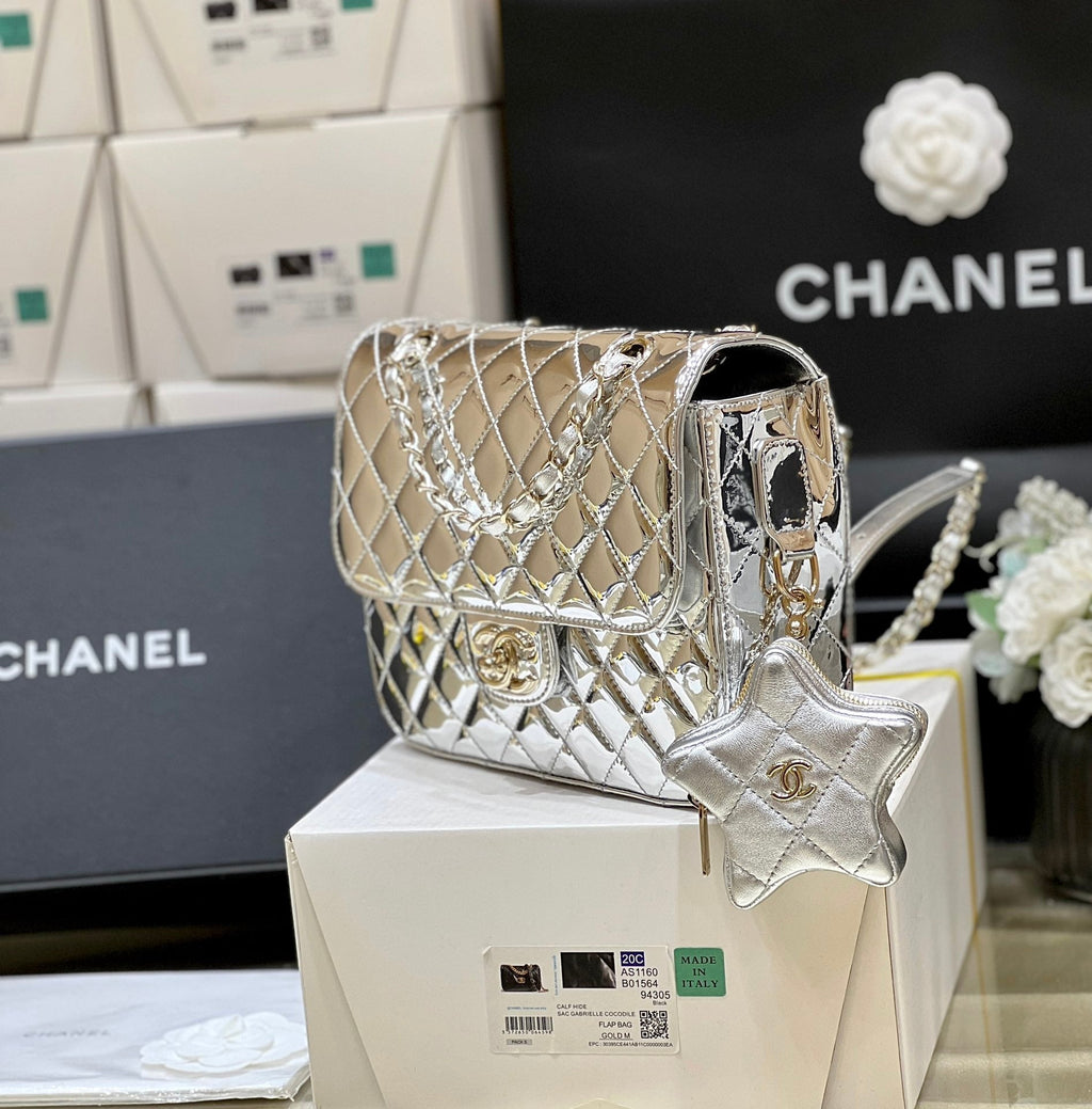 Chanel 25S Star Silver 23 in Metallic Silver Calfskin Bag
