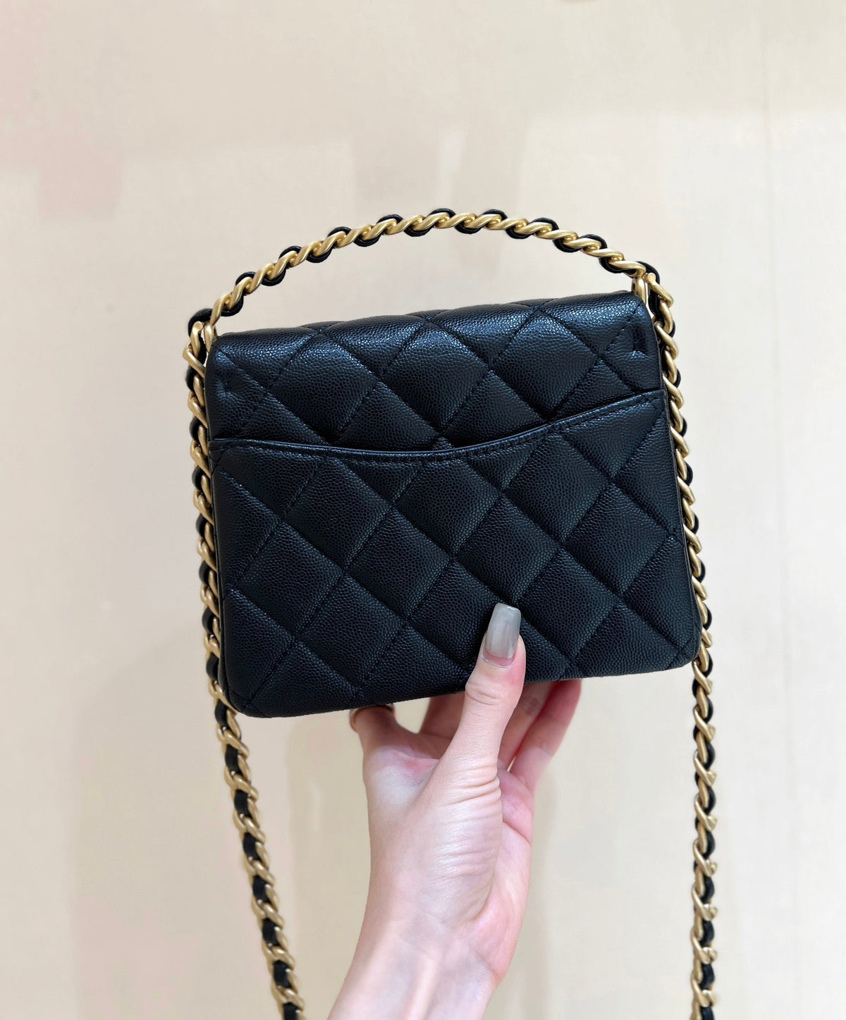 Chanel 25S Tote Crossbody Bag 19 in Black Calfskin with Metal Handle