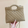 Chanel 25S Mini Shopping Bag 23 in Warm Taupe Calfskin