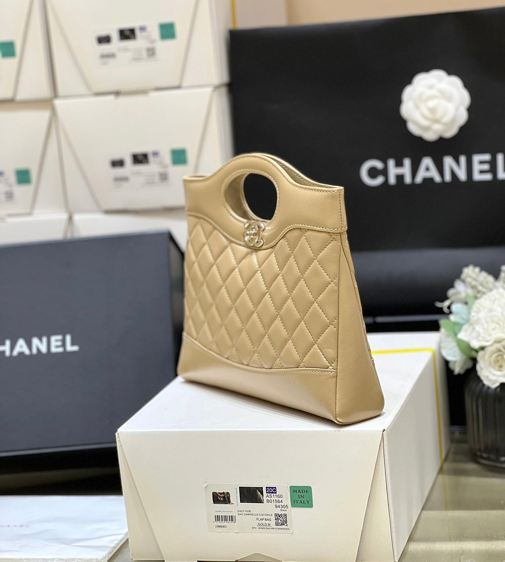 Chanel 25S Mini Shopping Bag 23 in Warm Taupe Calfskin