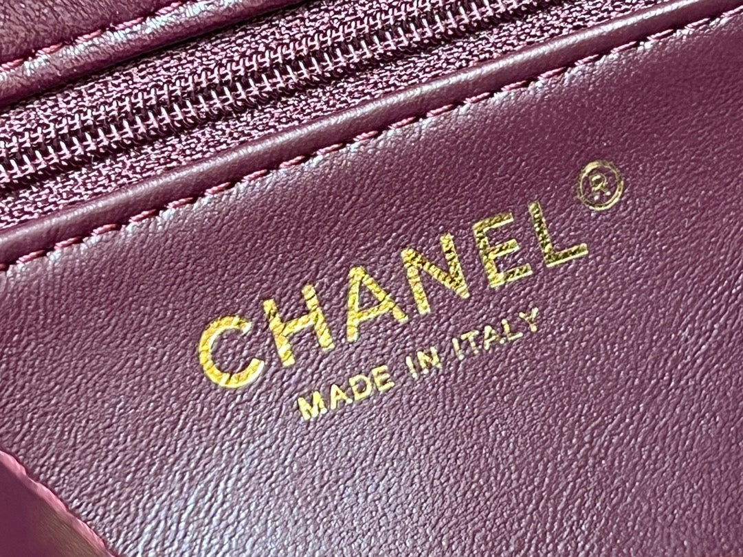 Chanel Top Handle 19 in Wine Red Lambskin Gold Hardware Bag