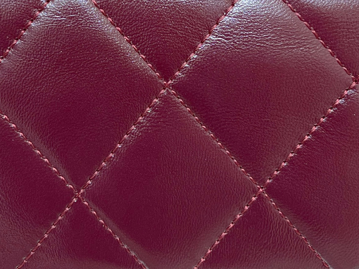Chanel Top Handle 19 in Wine Red Lambskin Gold Hardware Bag