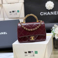 Chanel Top Handle 19 in Wine Red Lambskin Gold Hardware Bag
