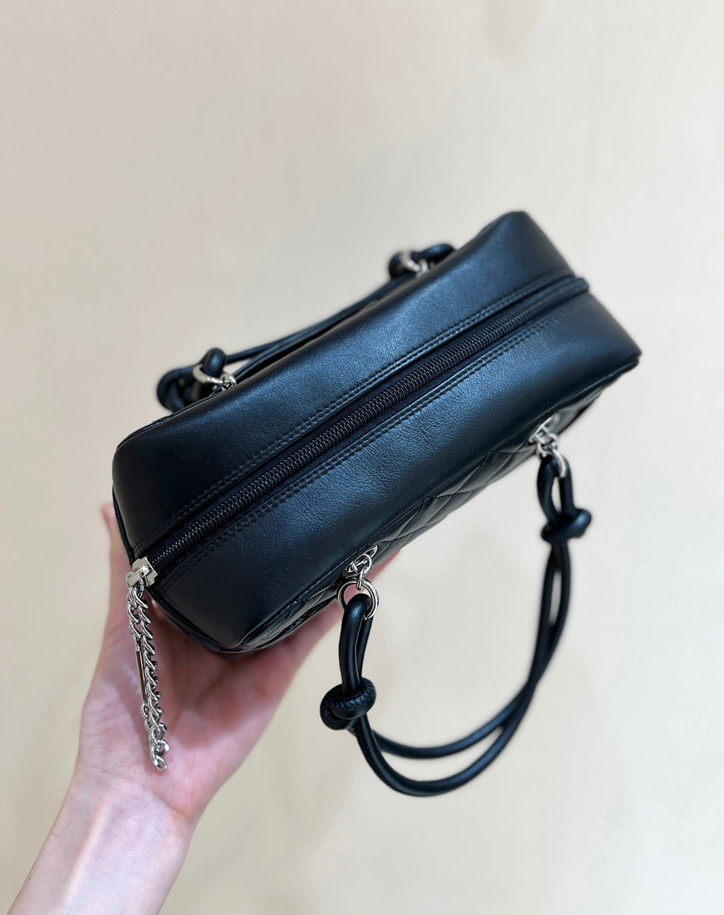 Chanel 25S Cambon Boston Bag 21 in Black Calfskin Silver Hardware