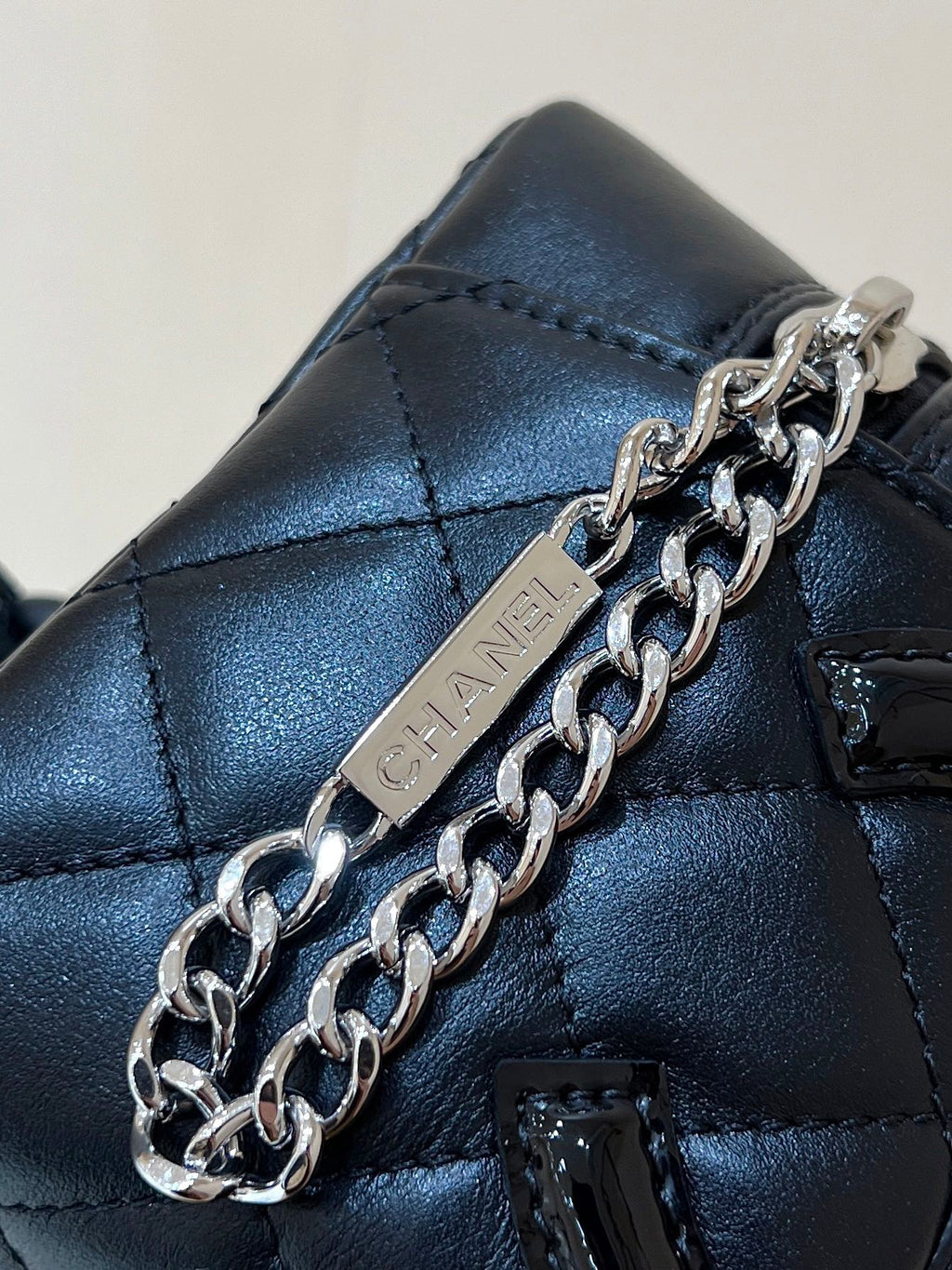 Chanel 25S Cambon Boston Bag 21 in Black Calfskin Silver Hardware