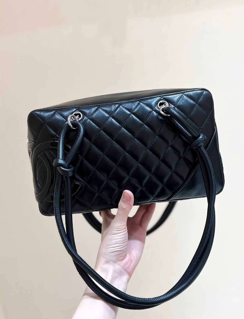 Chanel 25S Cambon Boston Bag 27 in Full Black Calfskin