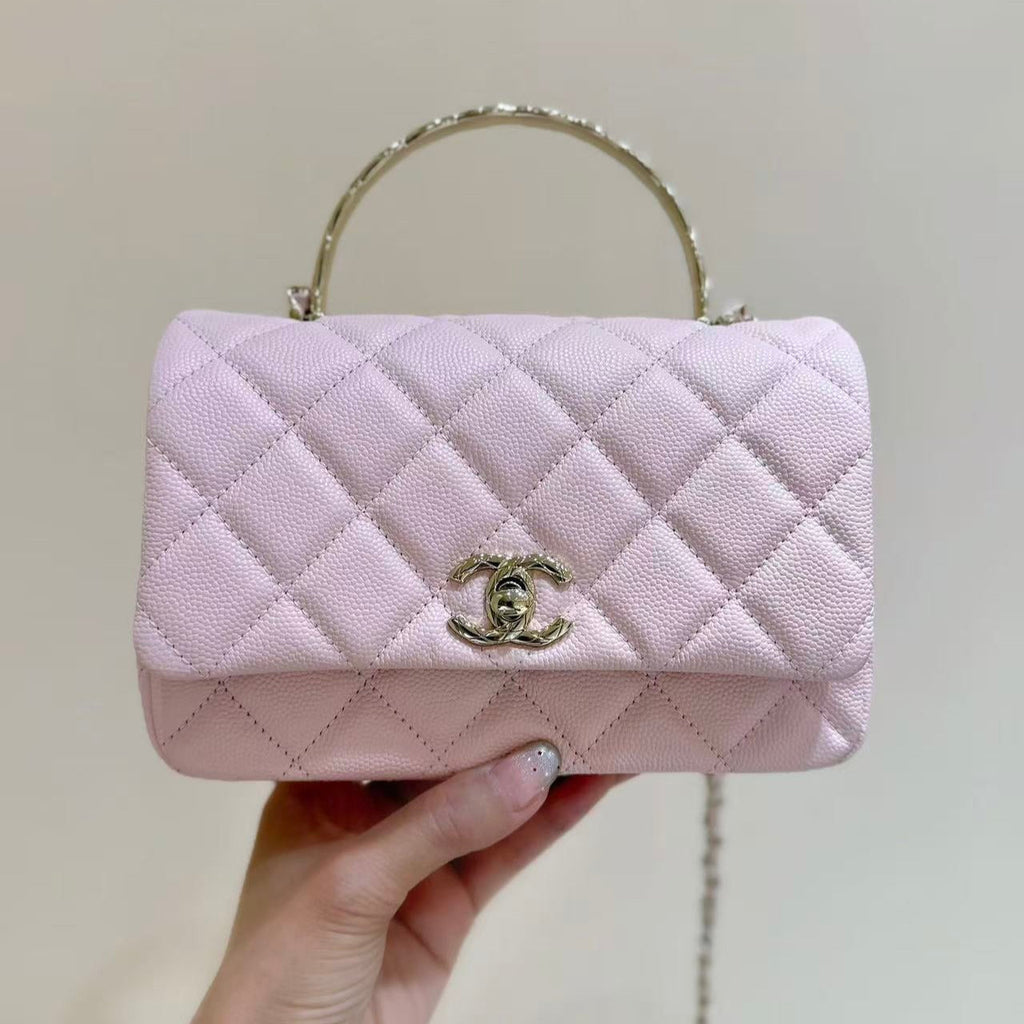 Chanel 25S Coco Crush Handle 18 in Pink Calfskin Gold Hardware Bag