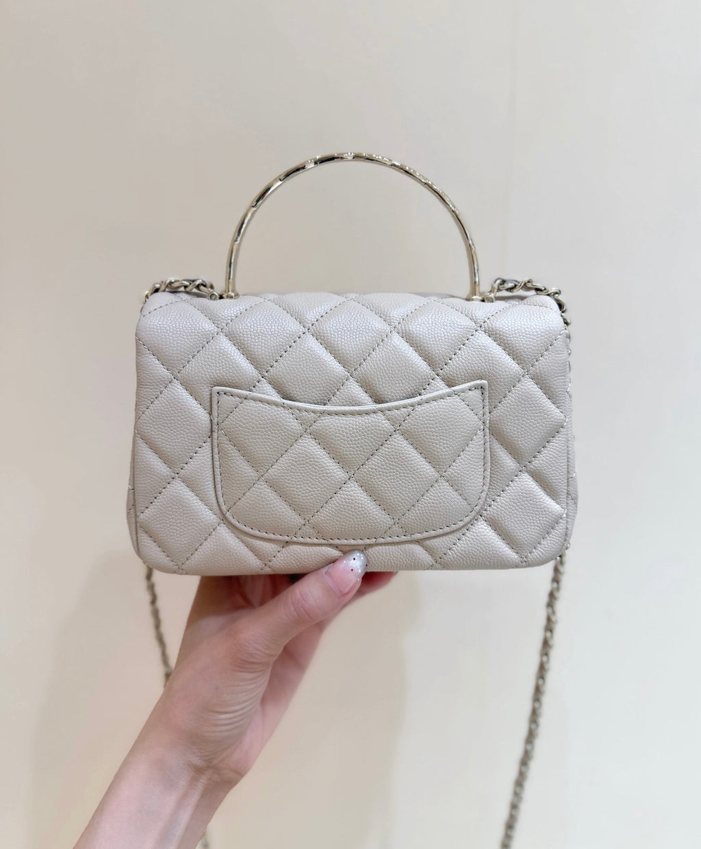 Chanel 25S Coco Crush Handle 18 in Nude Calfskin Gold Hardware Bag