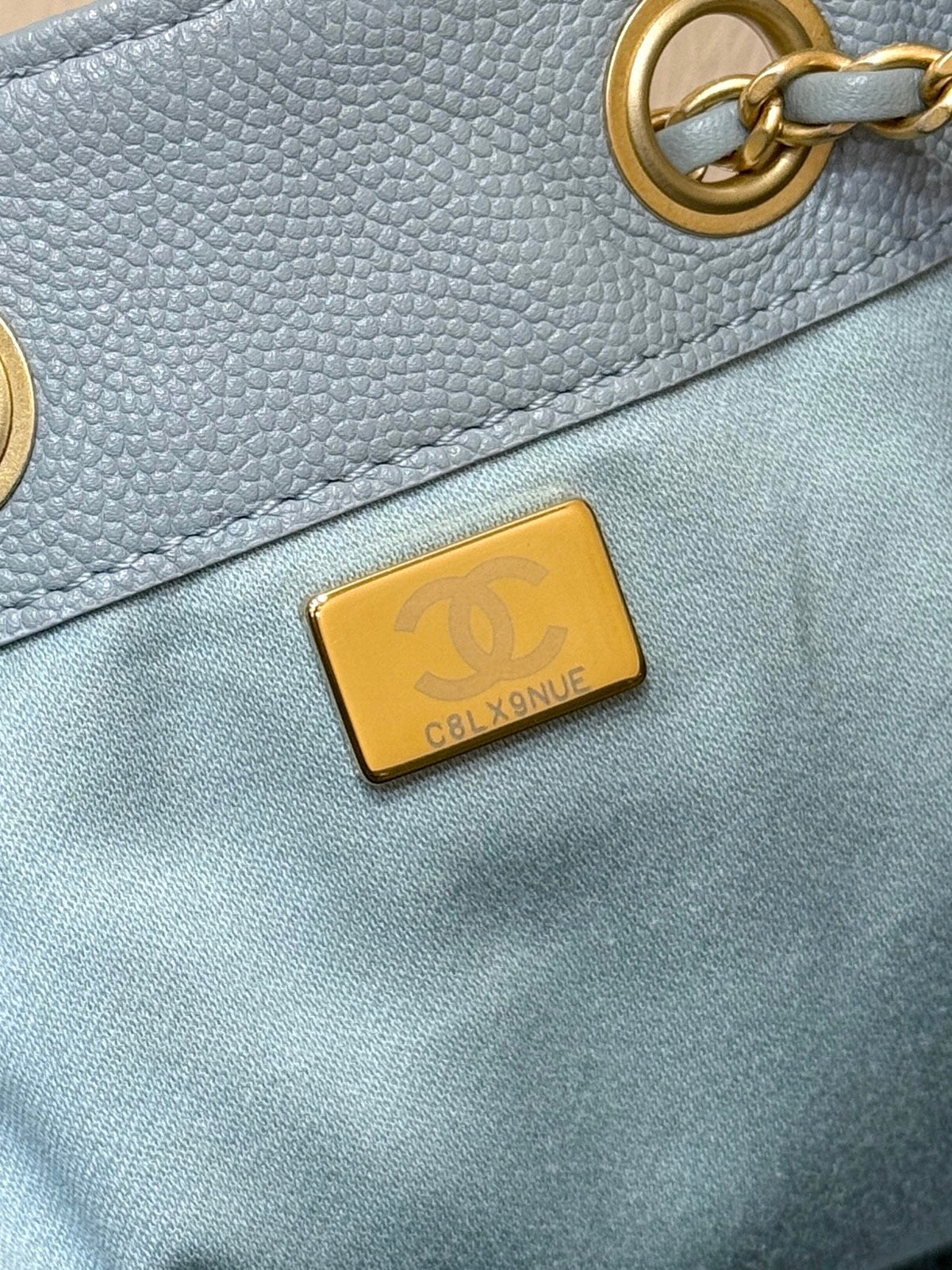 Chanel 25S Handbag in Light Blue 30 Grained Calfskin Gold Hardware