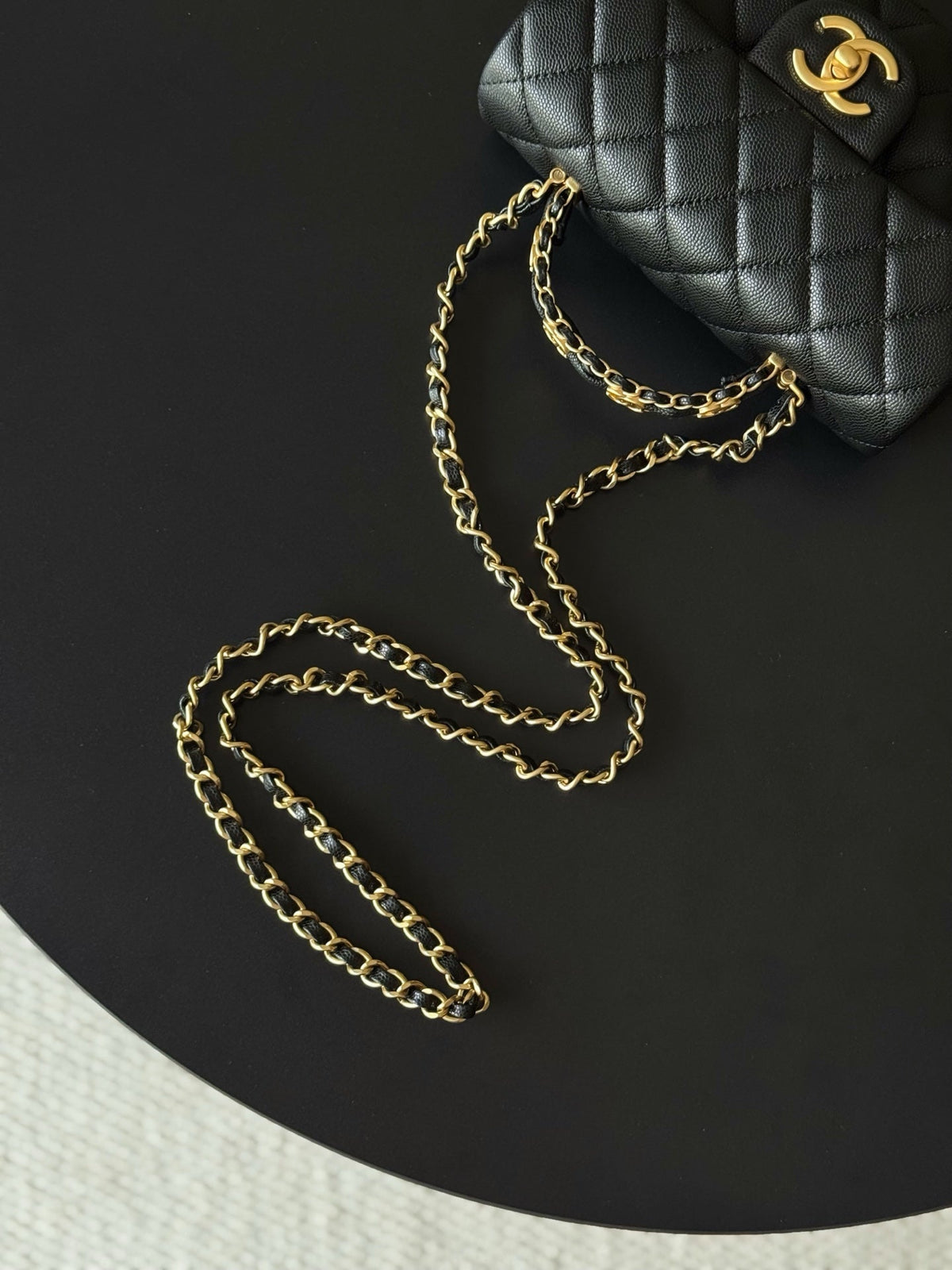 Chanel 25S Flap Bag 20 cm in Black Caviar Leather with Gold Hardware