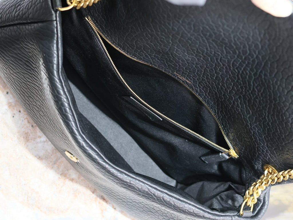 Saint Laurent Calypso Bag 35 in Black Lambskin Gold Hardware