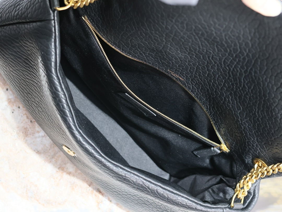 Saint Laurent Calypso Bag 35 in Black Lambskin Gold Hardware