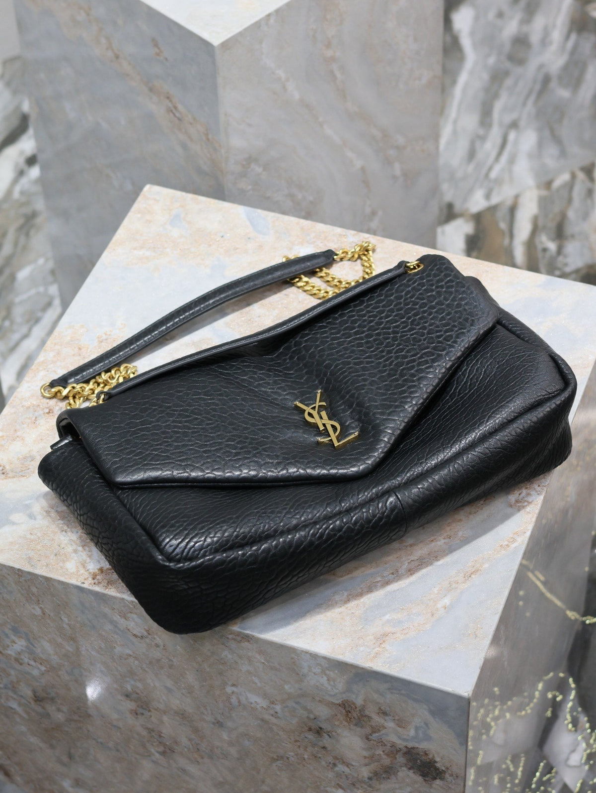 Saint Laurent Calypso Bag 35 in Black Lambskin Gold Hardware