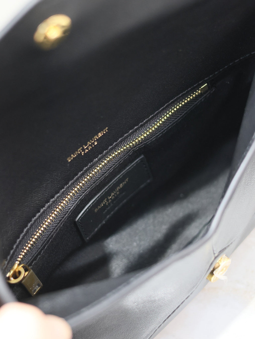 Saint Laurent Envelope Clutch 21 in Black Calfskin