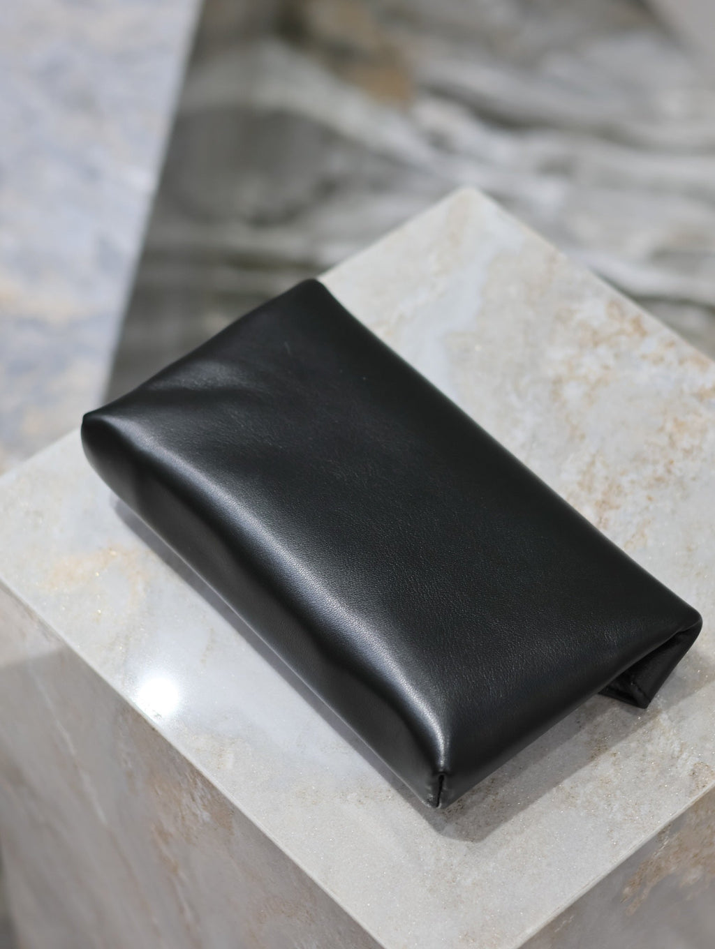 Saint Laurent Envelope Clutch 21 in Black Calfskin