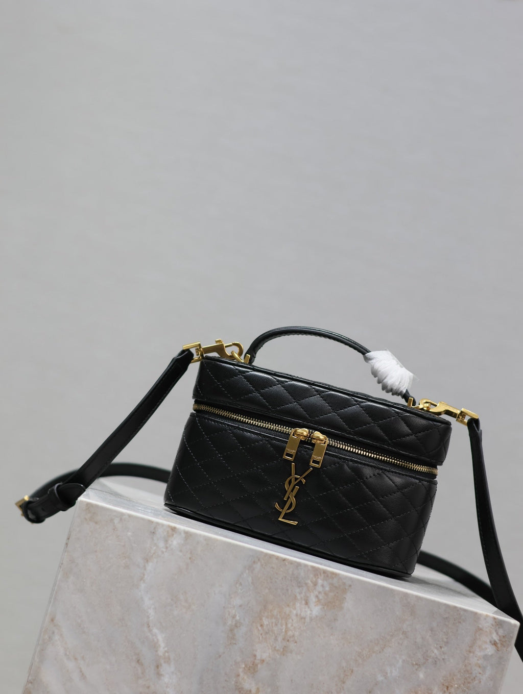 Saint Laurent Gaby Mini Vanity 18 in Black Quilted Lambskin Gold Hardware Bag