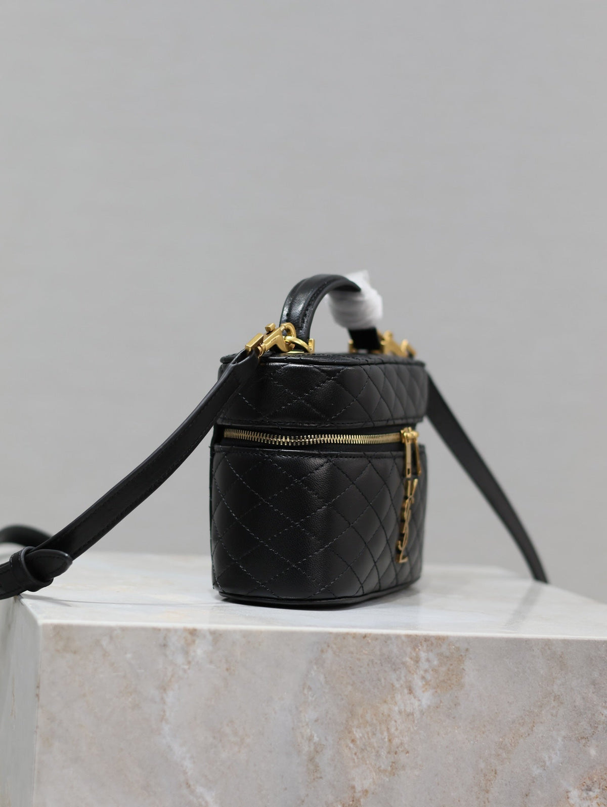 Saint Laurent Gaby Mini Vanity 18 in Black Quilted Lambskin Gold Hardware Bag