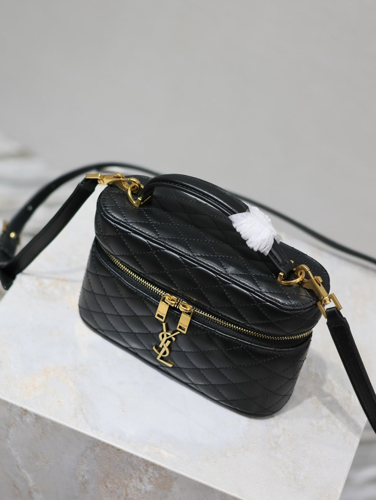 Saint Laurent Gaby Mini Vanity 18 in Black Quilted Lambskin Gold Hardware Bag