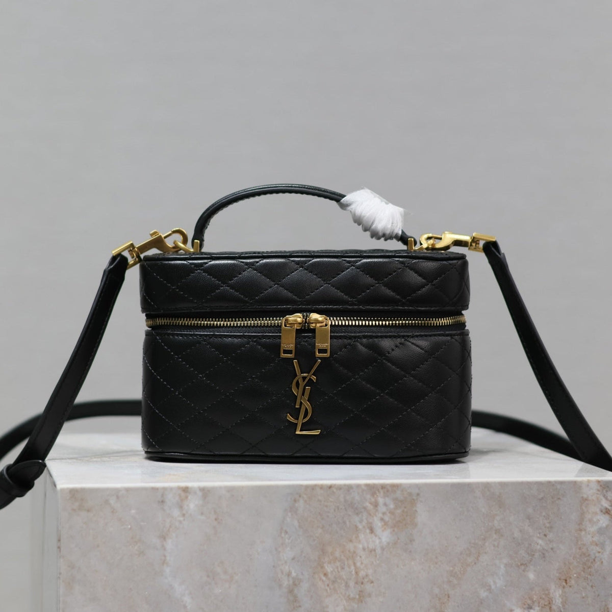 Saint Laurent Gaby Mini Vanity 18 in Black Quilted Lambskin Gold Hardware Bag