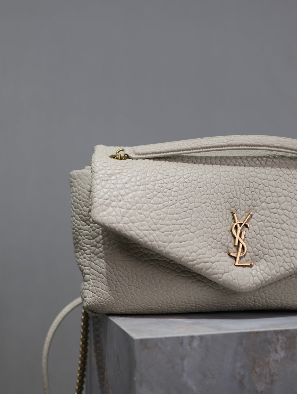 Saint Laurent Calypso Bag 35 in White Lambskin Gold Hardware