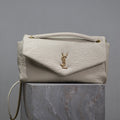 Saint Laurent Calypso Bag 35 in White Lambskin Gold Hardware