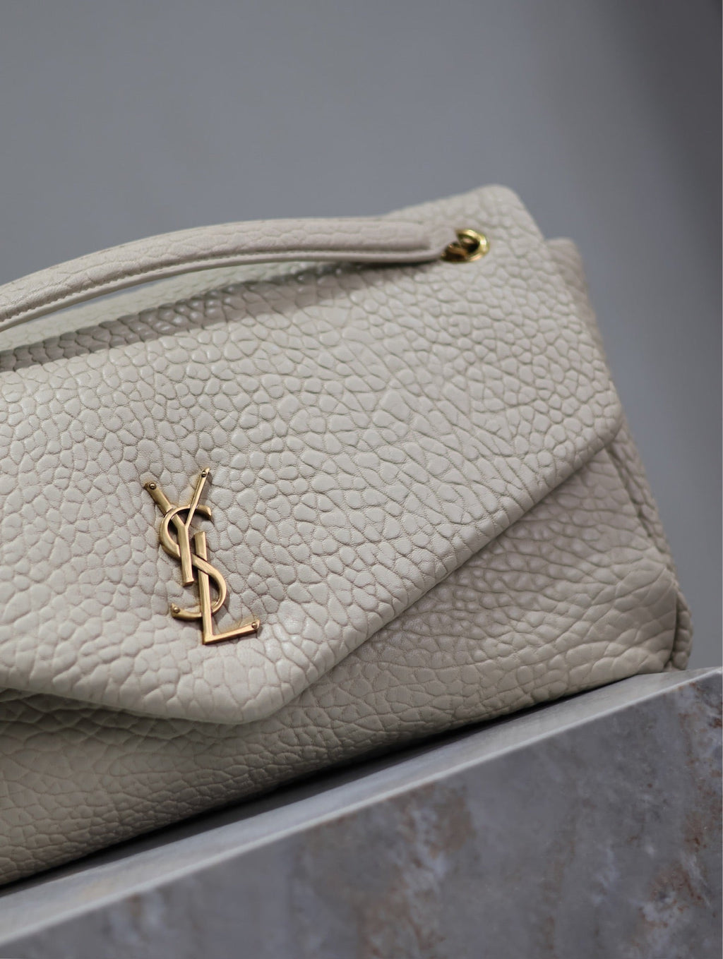 Saint Laurent Calypso Bag 35 in White Lambskin Gold Hardware