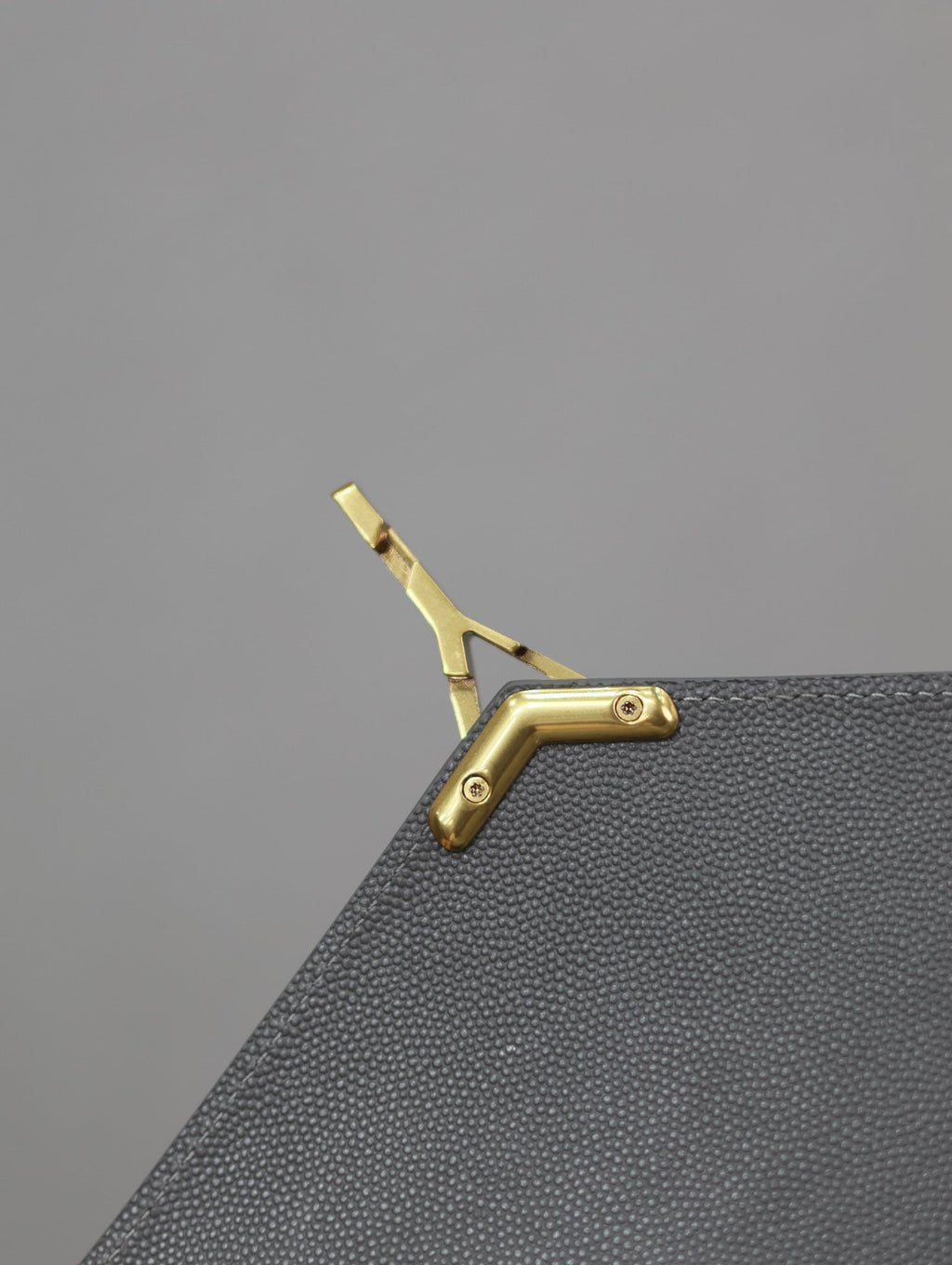 Saint Laurent Cassandra Top Handle Bag 24 in Gray Calfskin Gold Hardware