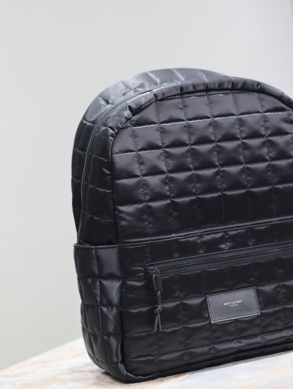 Saint Laurent Backpack 37 in Black Plaid Nylon