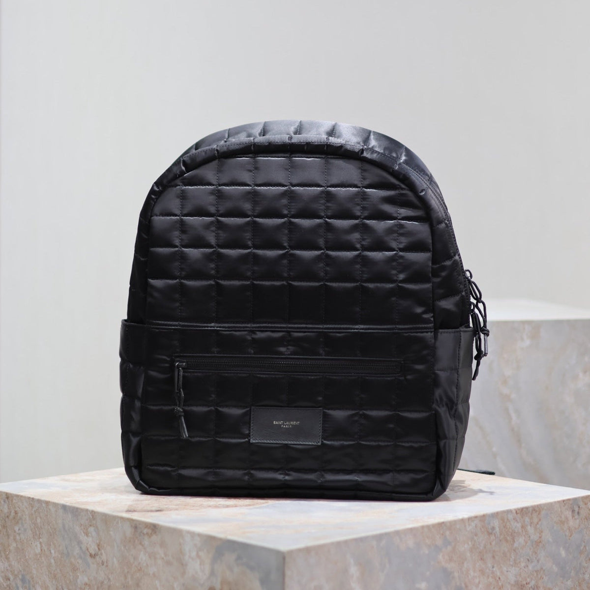 Saint Laurent Backpack 37 in Black Plaid Nylon