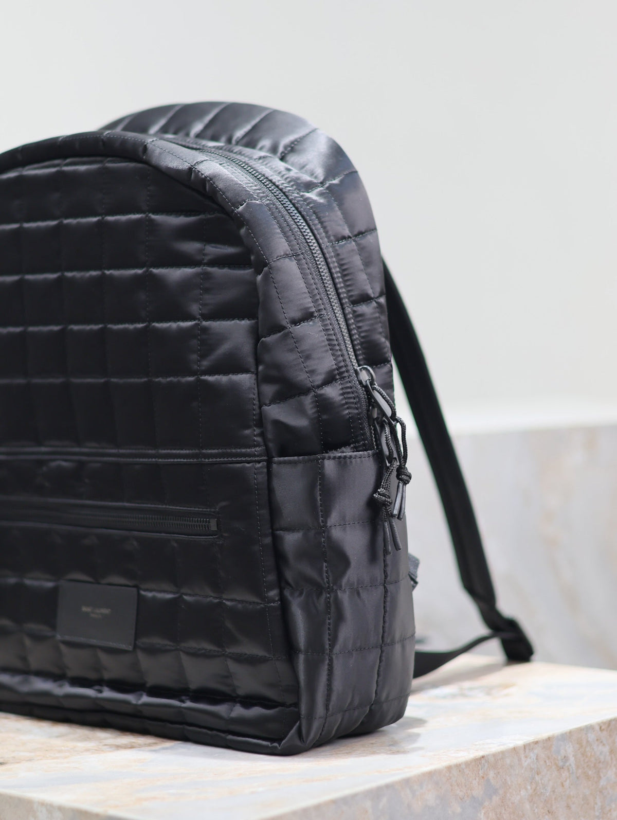 Saint Laurent Backpack 37 in Black Plaid Nylon