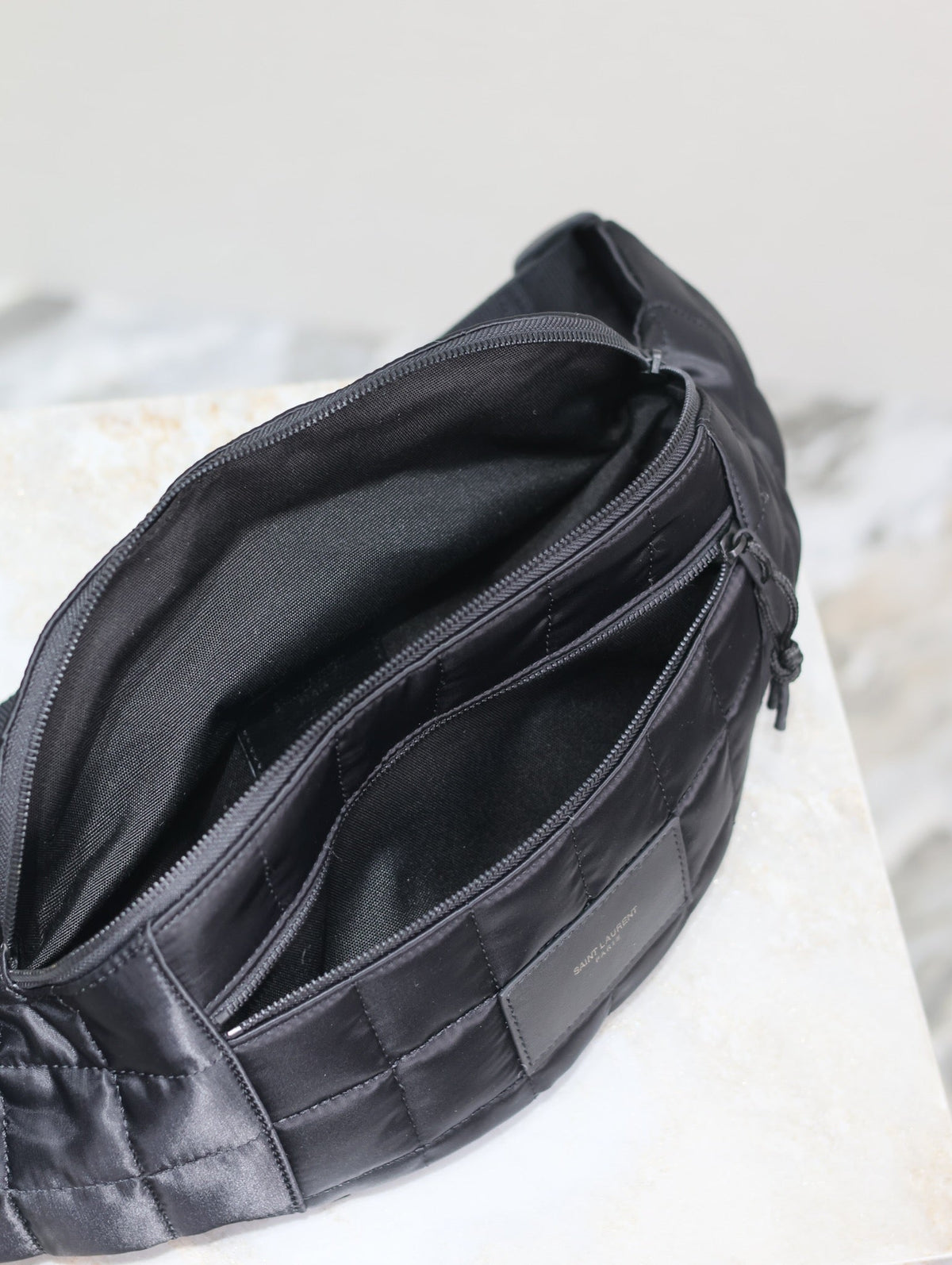 Saint Laurent Crossbody Bag 24 in Black Plaid Nylon