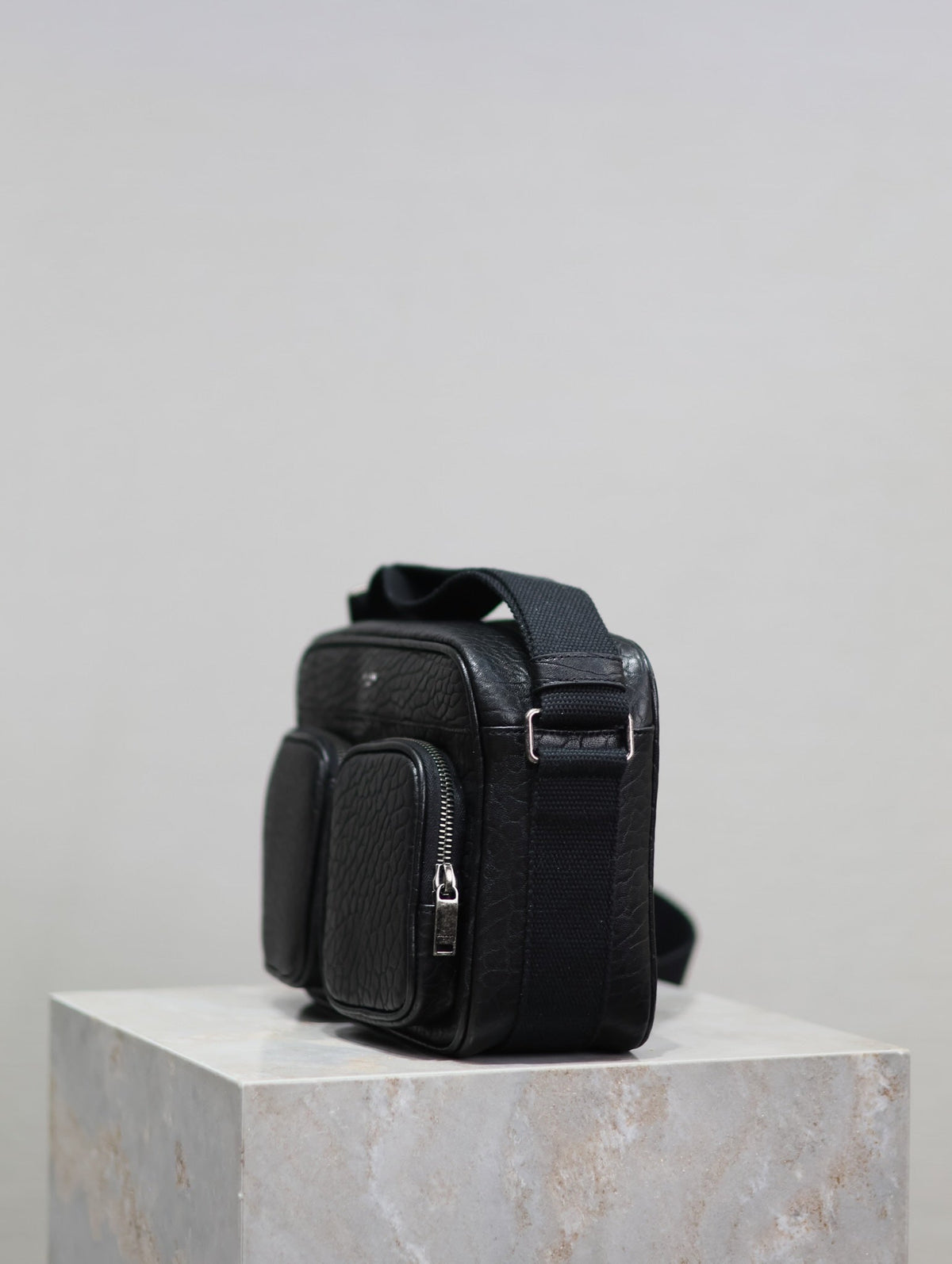 Saint Laurent City Camera Bag 24 in Black Elephant Pattern Lambskin