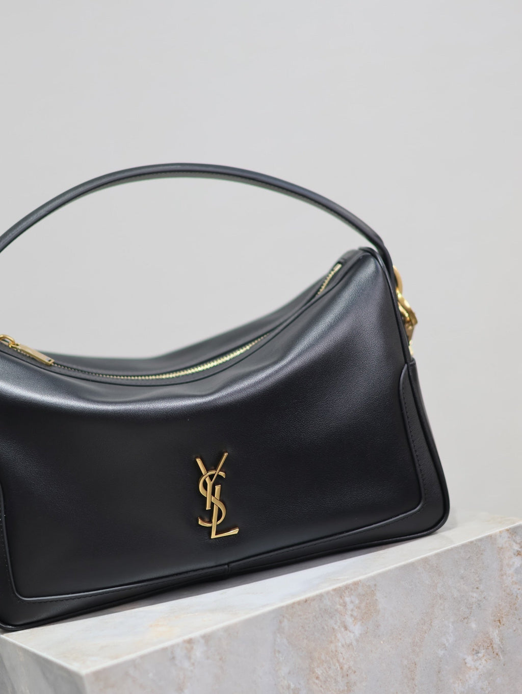 Saint Laurent Camera Supple Bag 28 in Black Smooth Lambskin Gold Hardware