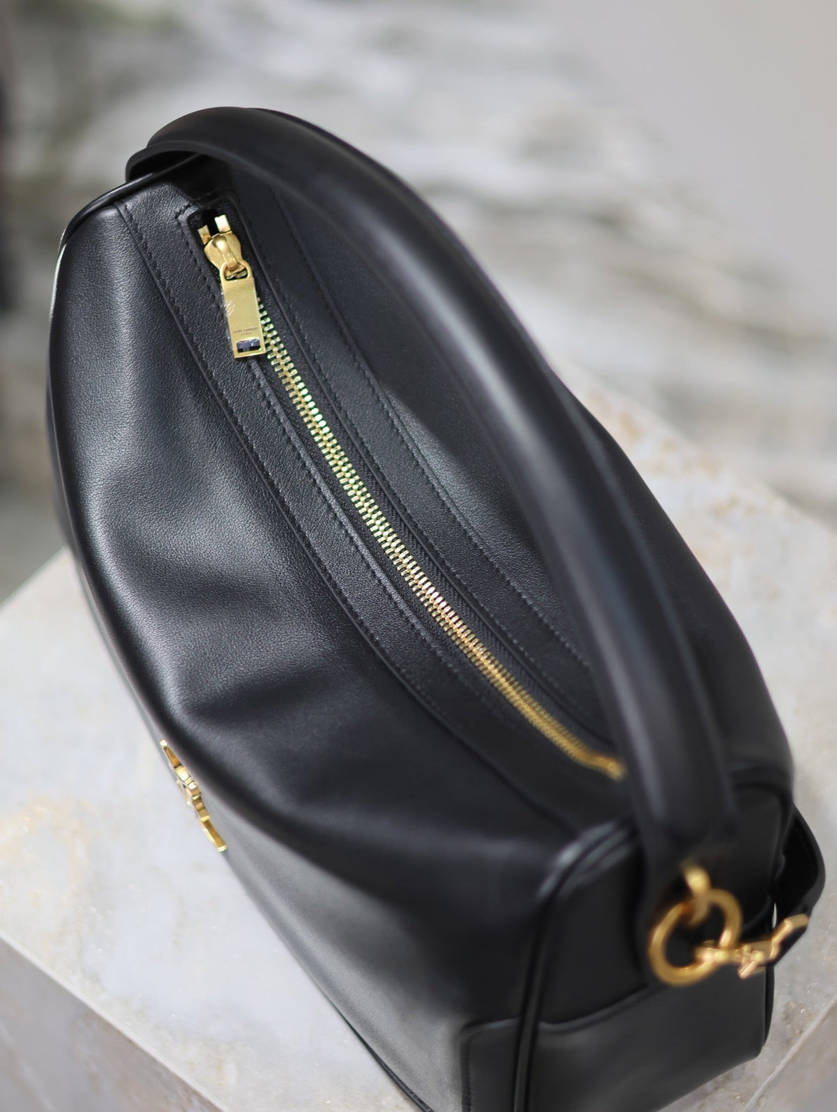 Saint Laurent Camera Supple Bag 28 in Black Smooth Lambskin Gold Hardware